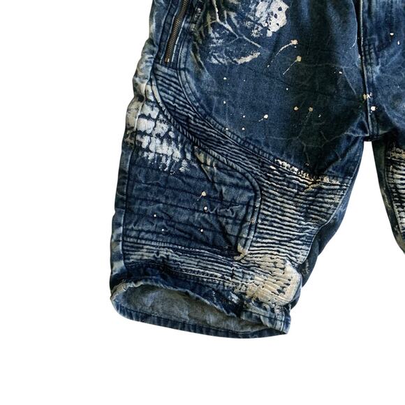 ENCRYPTED Men’s Size 40 Paint Spatter Denim Jean Bermuda Shorts - Picture 11 of 13